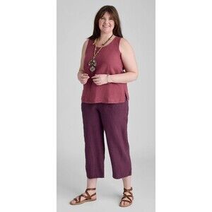 FLAX 2G 2X Light Green 100% Linen Pants Lagenlook 24" Crop Capri Floods (M12)